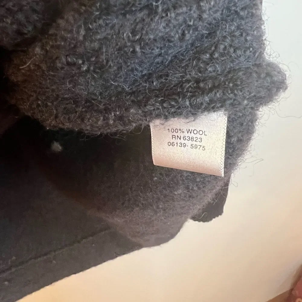 Christopher & Banks sweater women sz large  winter snowman zip front black wool